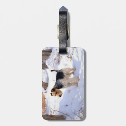 ワイヤーキツネテリアそれを雪のクリスマスに許可 ラゲッジタグ (裏面縦)