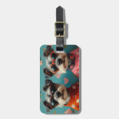 ワイヤーキツネテリアとハートバラバレンタインデー ラゲッジタグ (正面縦)