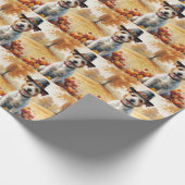 ワイヤーキツネテリアインサンクスギビング紅葉 ラッピングペーパー (角)