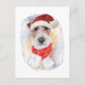 ワイヤーキツネテリアクリスマスギフト犬愛好家 シーズンポストカード (正面)