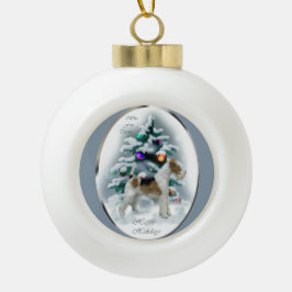 ワイヤーキツネテリアクリスマス セラミックボールオーナメント