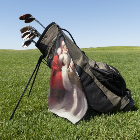 ワイヤーキツネテリアサンタクロースフェスティバルクリスマス ゴルフタオル (グリーン)