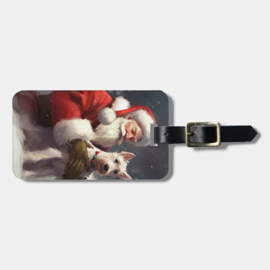 ワイヤーキツネテリアサンタクロースフェスティバルクリスマス ラゲッジタグ (正面横)