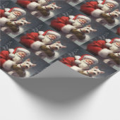 ワイヤーキツネテリアサンタクロースフェスティバルクリスマス ラッピングペーパー (角)