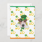 ワイヤーキツネテリアシャームロックサンパトリックスの日 シーズンポストカード (正面/裏面)