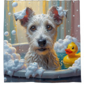 ワイヤーキツネテリアスロッピースリーピーカワイイおもしろい シャワーカーテン (正面)