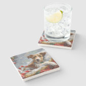 ワイヤーキツネテリアドッグクリスマスフェスティバル ストーンコースター (横)