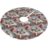 ワイヤーキツネテリアドッグクリスマスフェスティバル ブラッシュドポリエステルツリースカート (アングル)