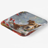 ワイヤーキツネテリアドッグクリスマスフェスティバル ペーパープレート (傾斜あり)