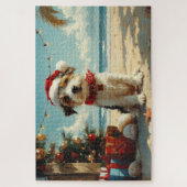 ワイヤーキツネテリアドッグクリスマスヴィンテージビーチ ジグソーパズル (縦)