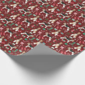 ワイヤーキツネテリアドッグクリスマス ラッピングペーパー (角)