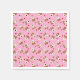 ワイヤーキツネテリアドッグハートグラスパターンピンク スタンダードカクテルナプキン