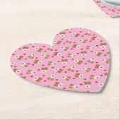 ワイヤーキツネテリアドッグハートグラスパターンピンク ペーパーコースター (アングル)