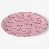 ワイヤーキツネテリアドッグハートグラスパターンピンク ペーパープレート (アングル)