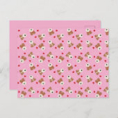 ワイヤーキツネテリアドッグハートグラスパターンピンク ポストカード (正面/裏面)