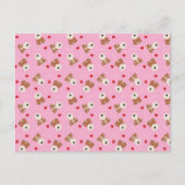 ワイヤーキツネテリアドッグハートグラスパターンピンク ポストカード (正面)