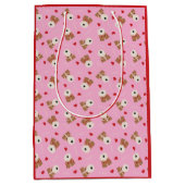 ワイヤーキツネテリアドッグハートグラスパターンピンク ミディアムペーパーバッグ (正面)