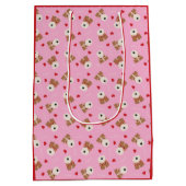 ワイヤーキツネテリアドッグハートグラスパターンピンク ミディアムペーパーバッグ (裏面)
