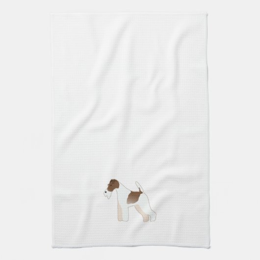 ワイヤーキツネテリアドッグブリードイラストレーションシルエット キッチンタオル (縦)