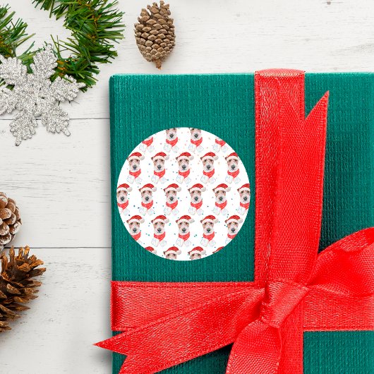 ワイヤーキツネテリアドッグブリードクリスマススターズ ラウンドシール