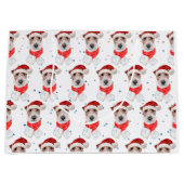 ワイヤーキツネテリアドッグブリードクリスマススターズ ラージペーパーバッグ (正面)