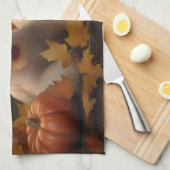 ワイヤーキツネテリアパピーオータムデライトカボチャ キッチンタオル (四つ折り)