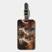 ワイヤーキツネテリアパピーオータムデライトカボチャ ラゲッジタグ (正面縦)