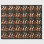 ワイヤーキツネテリアパピーオータムデライトカボチャ ラッピングペーパー (フラット)