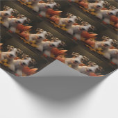 ワイヤーキツネテリアパピーオータムデライトカボチャ ラッピングペーパー (角)