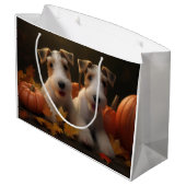 ワイヤーキツネテリアパピーオータムデライトカボチャ ラージペーパーバッグ (裏面アングル)