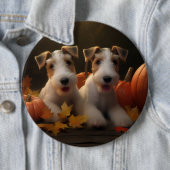 ワイヤーキツネテリアパピーオータムデライトカボチャ 缶バッジ (インサイチュ)