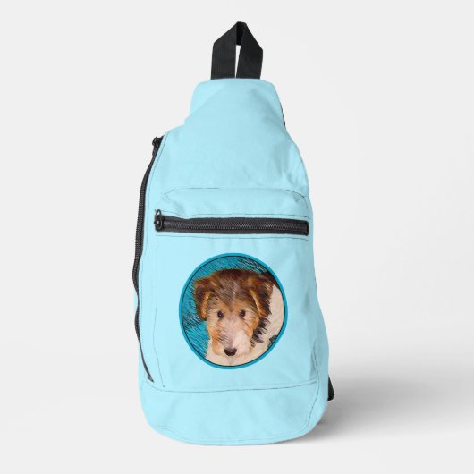 ワイヤーキツネテリアパピー絵を描ズ三色犬アート スリングバッグ (正面)