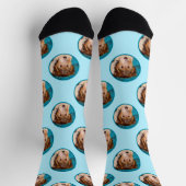 ワイヤーキツネテリアパピー絵を描ズ三色犬アート ソックス (上部)