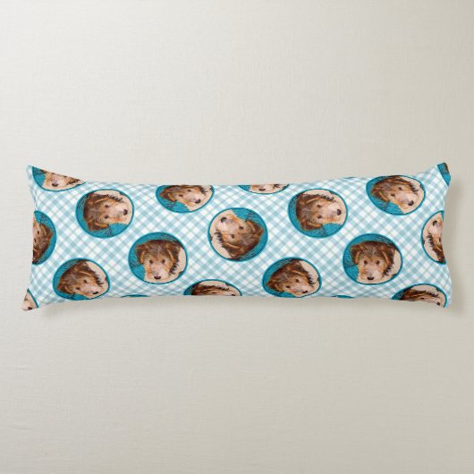 ワイヤーキツネテリアパピー絵を描ズ三色犬アート ボディピロー (正面)