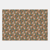 ワイヤーキツネテリアパピー絵を描ズ三色犬アート ラッピングペーパーシート (正面3)