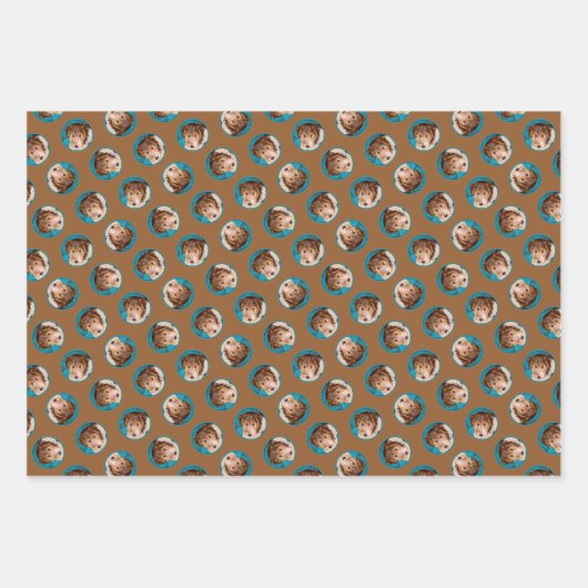 ワイヤーキツネテリアパピー絵を描ズ三色犬アート ラッピングペーパーシート (正面3)