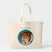ワイヤーキツネテリアパピー絵を描ズ三色犬アート ラージトートバッグ (正面)