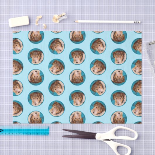 ワイヤーキツネテリアパピー絵を描ズ三色犬アート 薄葉紙 (クラフト)