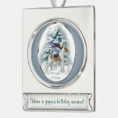 ワイヤーキツネテリアパーソナライズされたクリスマス シルバープレートバナーオーナメント (左)