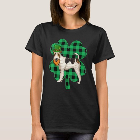 ワイヤーキツネテリアレプレシャンSt patricks dayラッキー Tシャツ (正面)