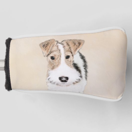 ワイヤーキツネテリア絵画ズ – かわいいオリジナルドッグアート ゴルフヘッドカバー (正面)