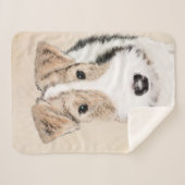 ワイヤーキツネテリア絵画ズ – かわいいオリジナルドッグアート シェルパブランケット (正面(横))