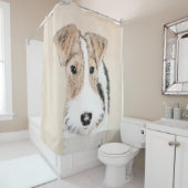 ワイヤーキツネテリア絵画ズ – かわいいオリジナルドッグアート シャワーカーテン (インサイチュ)
