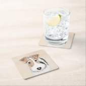 ワイヤーキツネテリア絵画ズ – かわいいオリジナルドッグアート スクエアペーパーコースター (インサイチュ)