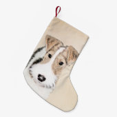 ワイヤーキツネテリア絵画ズ – かわいいオリジナルドッグアート スモールクリスマスストッキング (正面 (吊り時))