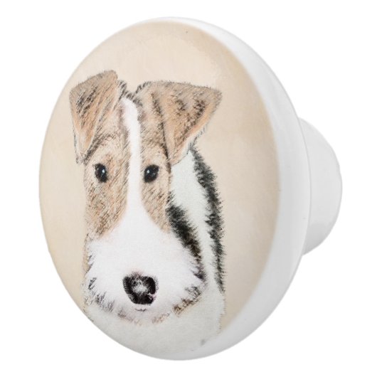 ワイヤーキツネテリア絵画ズ – かわいいオリジナルドッグアート セラミックノブ (右)