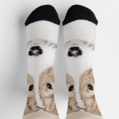 ワイヤーキツネテリア絵画ズ – かわいいオリジナルドッグアート ソックス (上部)