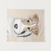 ワイヤーキツネテリア絵画ズ – かわいいオリジナルドッグアート タペストリー (正面(横))