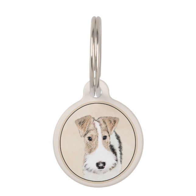 ワイヤーキツネテリア絵画ズ – かわいいオリジナルドッグアート ペット　ネームタグ (正面)