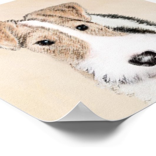 ワイヤーキツネテリア絵画ズ – かわいいオリジナルドッグアート ポスター (角)